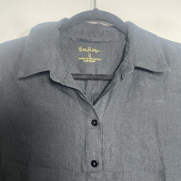 LILLY PULITZER Bethanne Linen Shirt Dress Size 0 Onyx Black NEW No Belt Coastal - Picture 3 of 11